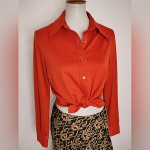 VINTAGE ALEX COLEMAN BRICK POLY BLOUSE